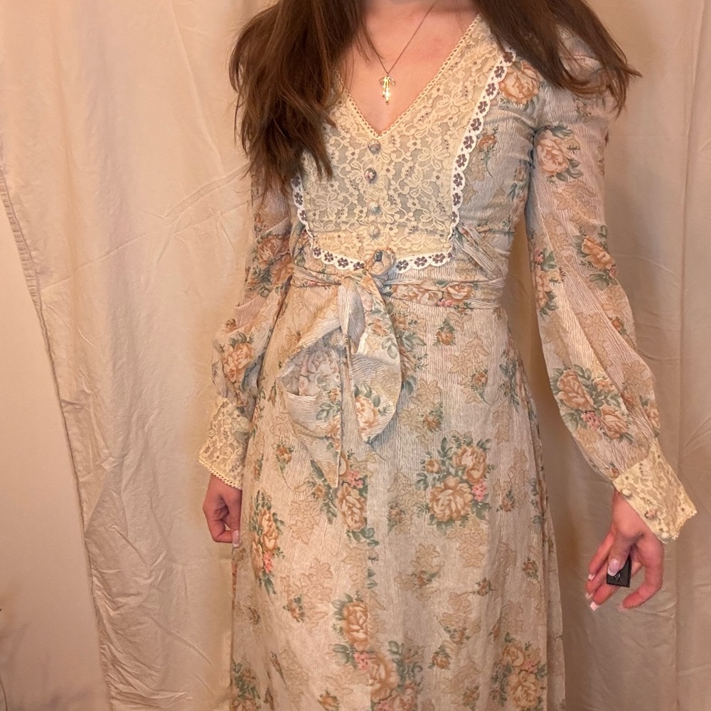 1960s Custom Prairie Wedding Dress- Rare, one of a kind - Picture 5 of 11